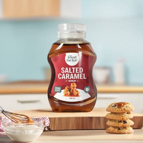 food factor salted caramel syrup | zero sugar zero calorie